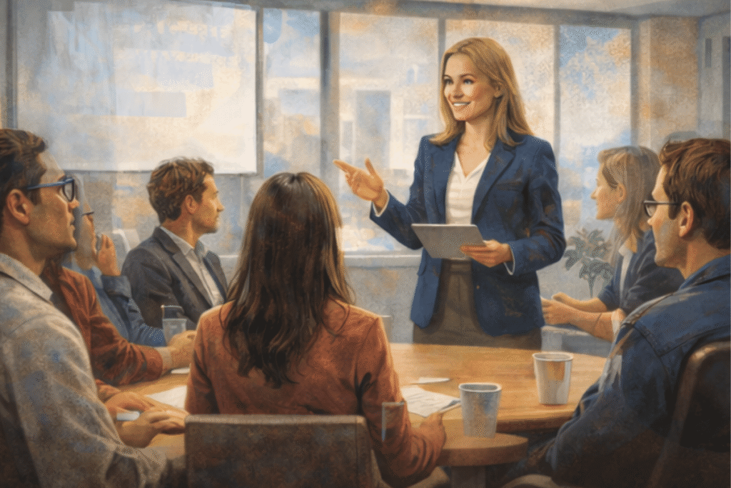 Workplace drug education training session for employees and management