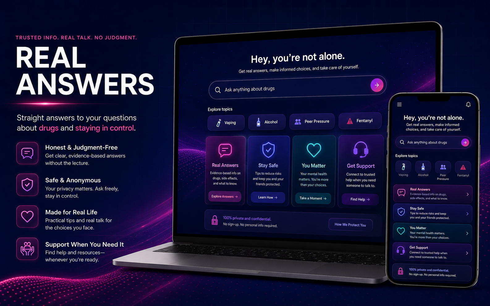 Real Answers youth drug education experience concept visualization