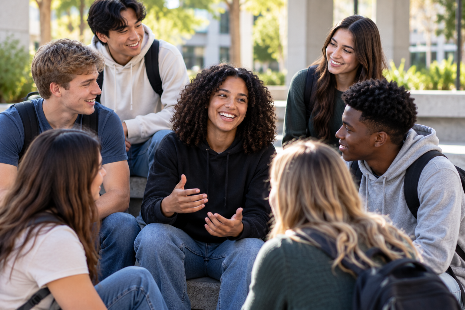 Young people talking together in a community setting