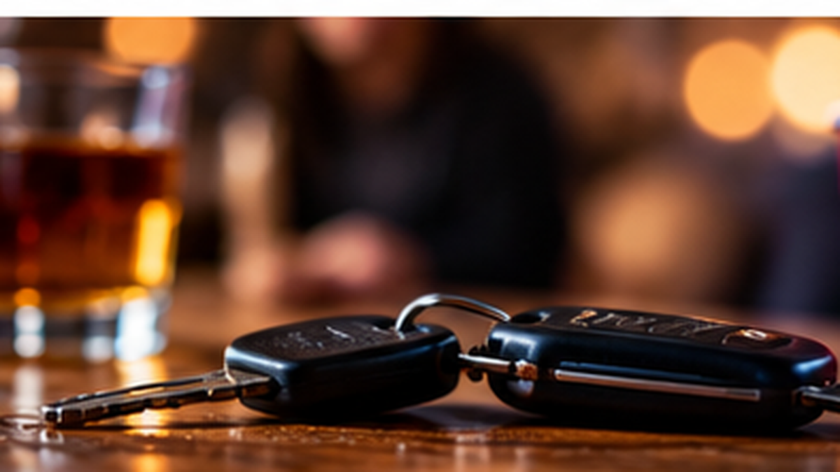 Car keys near an alcoholic drink