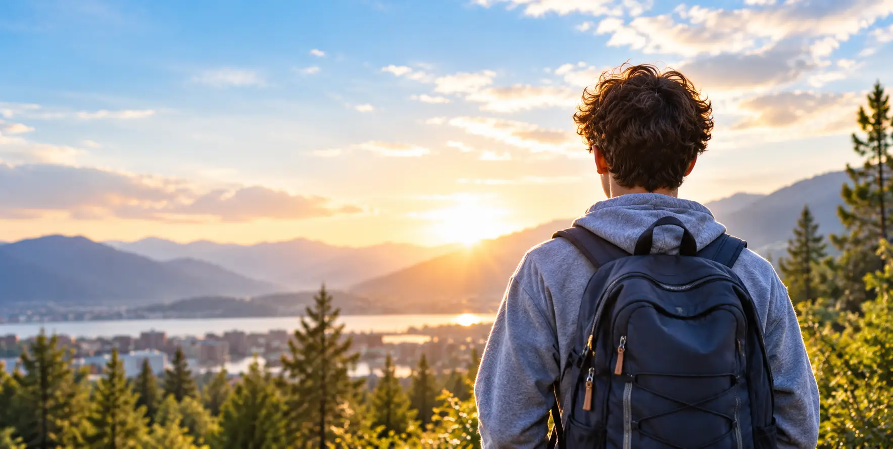 Young person looking toward a bright future