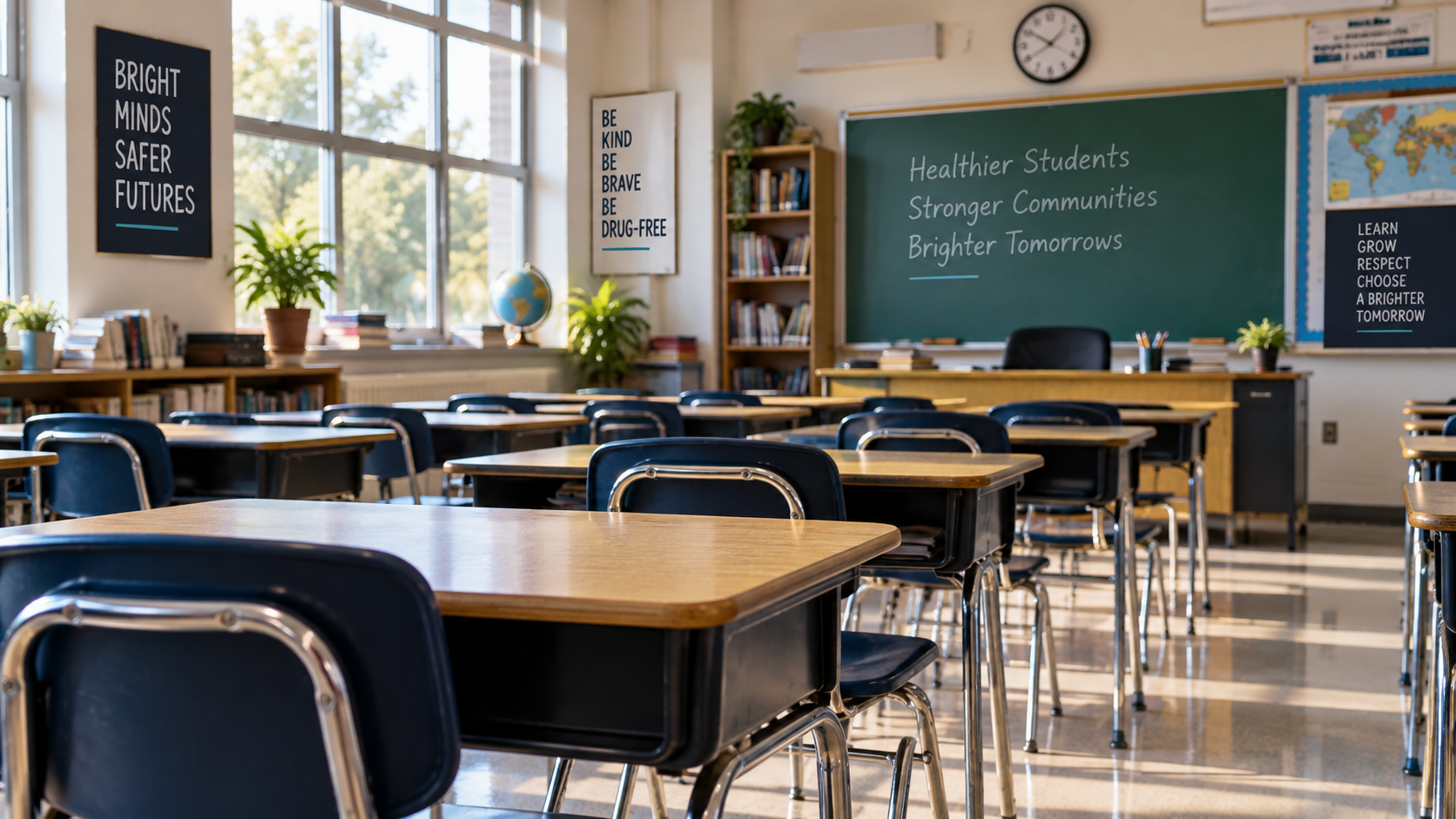 Classroom representing schools and drug education research