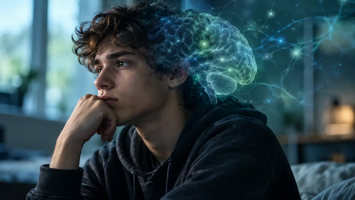 Illustrative brain graphic representing cognition and development